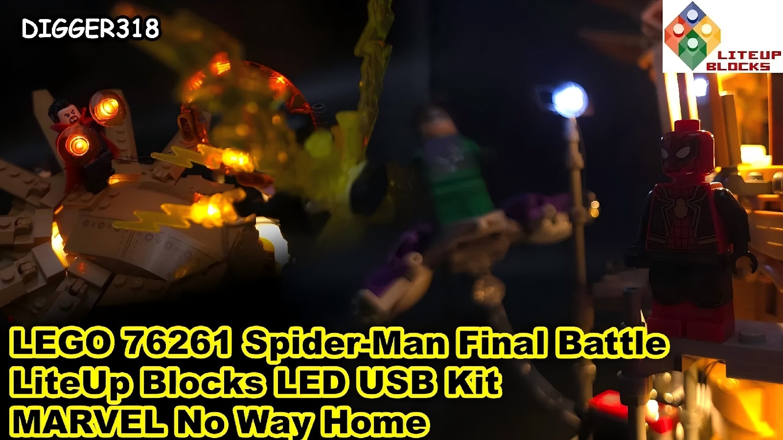 LEGO 76261 Spider Man Final Battle LiteUp Blocks LED USB Kit MARVEL No Way Home Toy Review